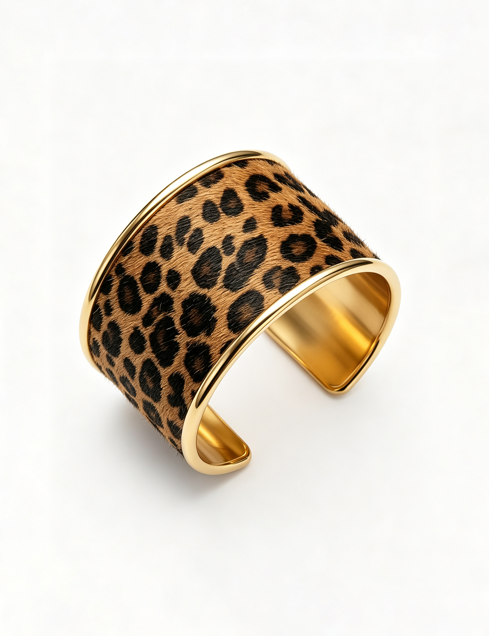 Ladies Punk Animal Print Metal Wide Cuff Bracelet