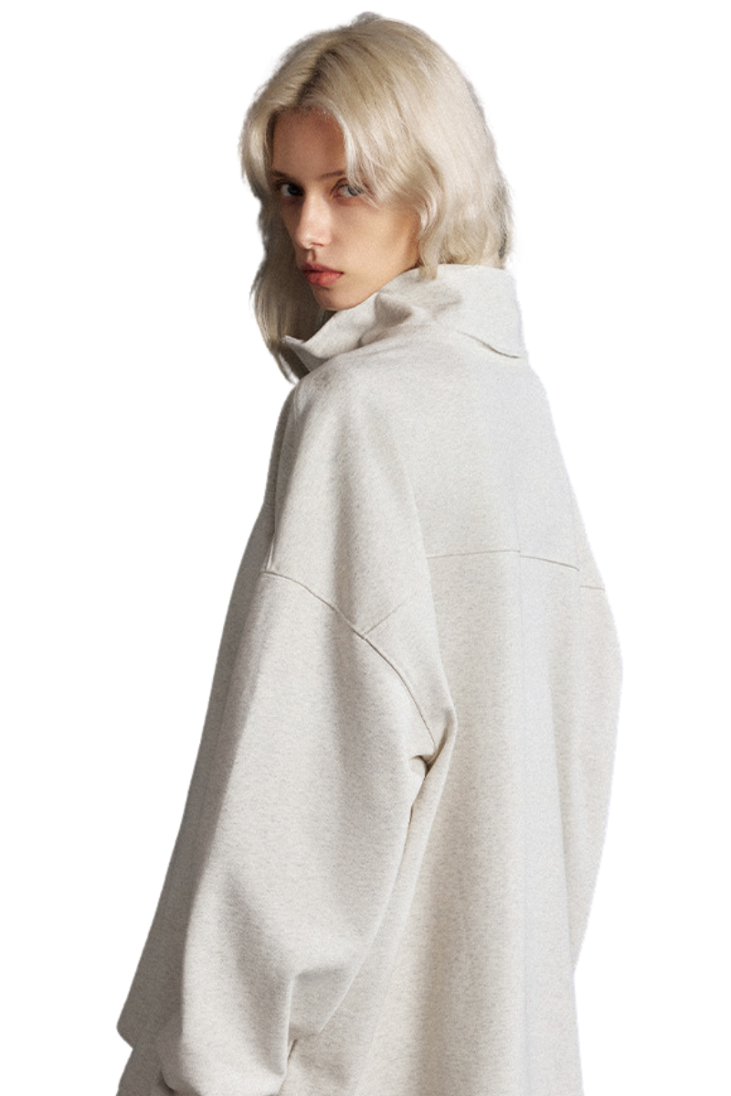 Women's Fall Clothing 450g Half Zip Stand Collar Sweatshirt