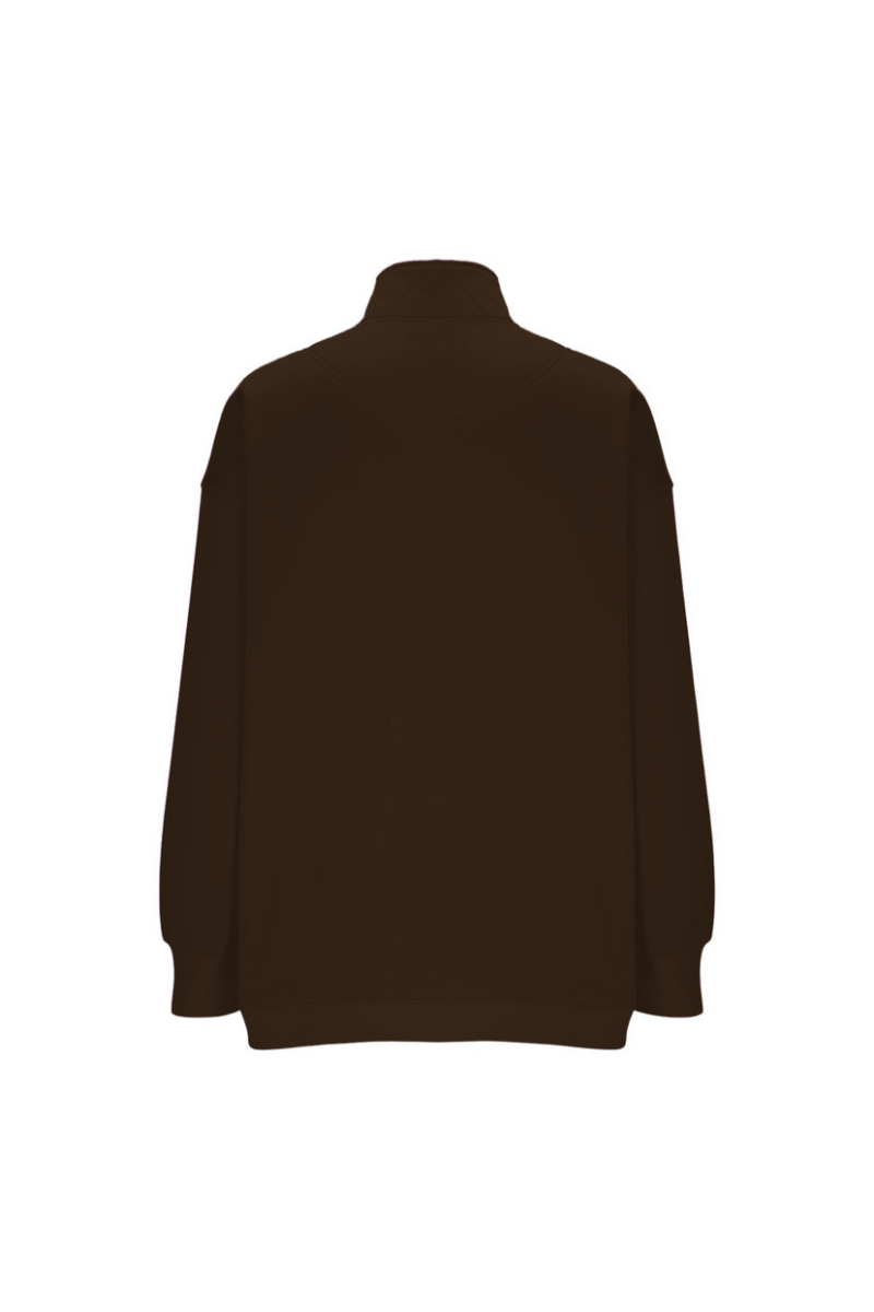 Women Fall Clothing Half Zip Snap Button Sweatshirt