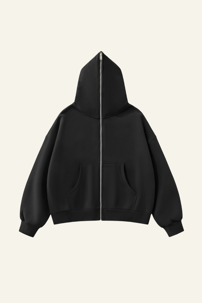 Men's Streetwear Cropped Full Zipper Hooded Jacket