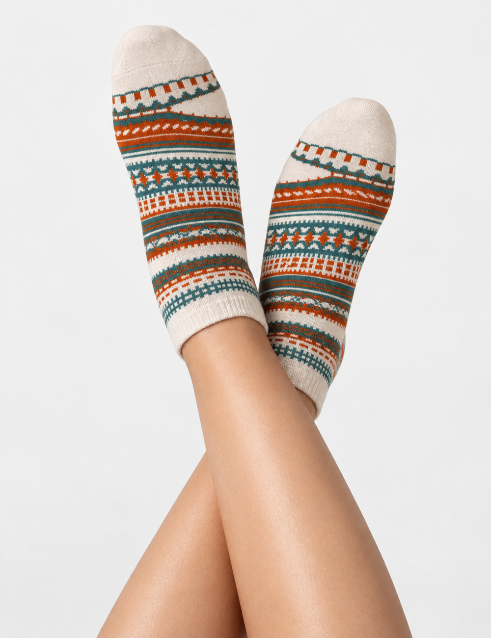 Ladies Vintage Ethnic Geometric Ankle Socks