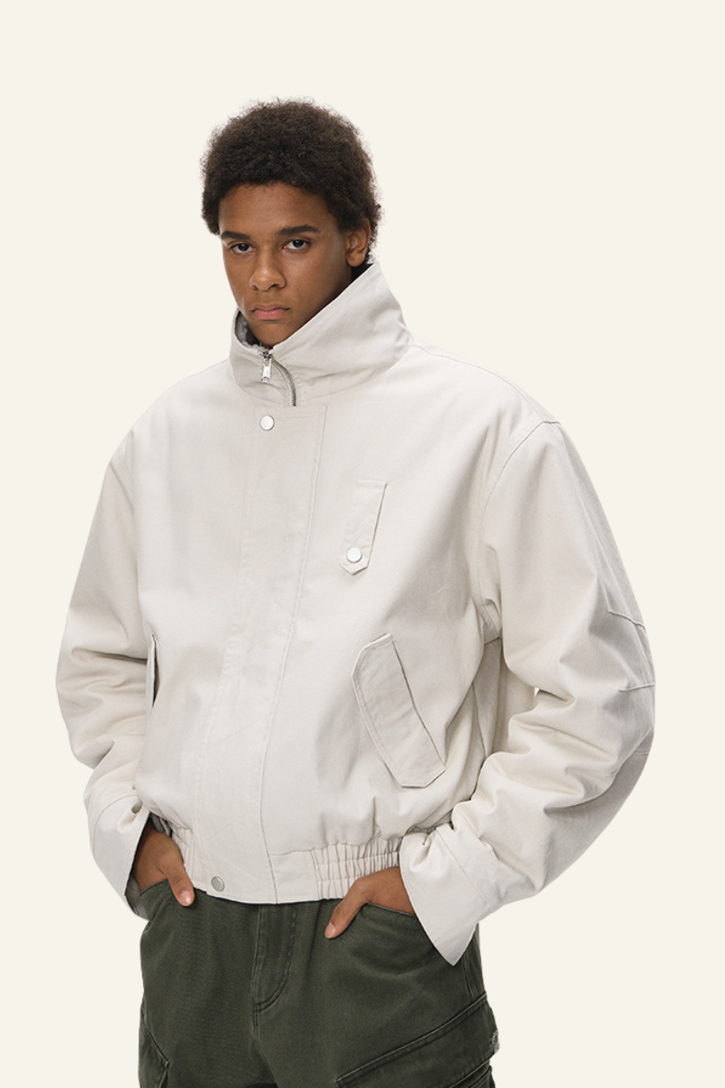 Men's Streetwear Detachable Collar Fleece Stand Jacket
