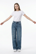 Women's Vintage Wash High Waist Straight Leg Jeans