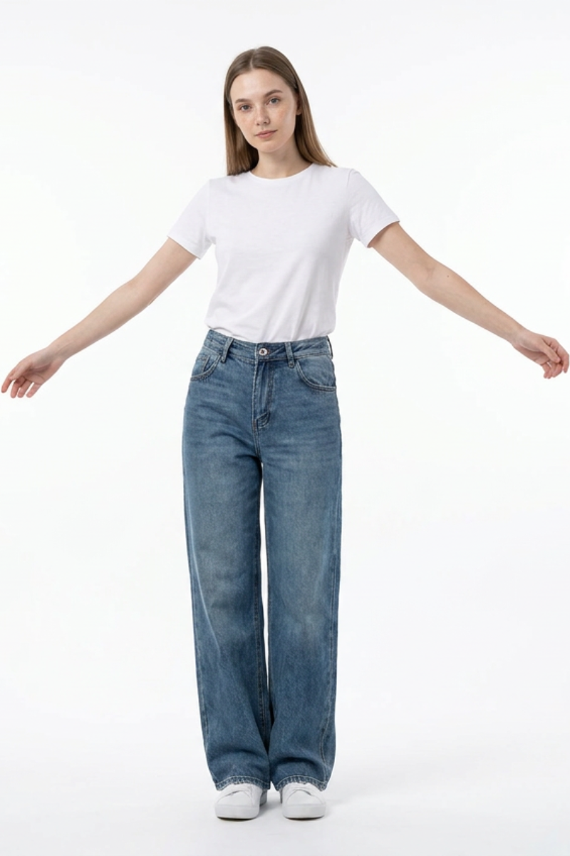 Women's Vintage Wash High Waist Straight Leg Jeans