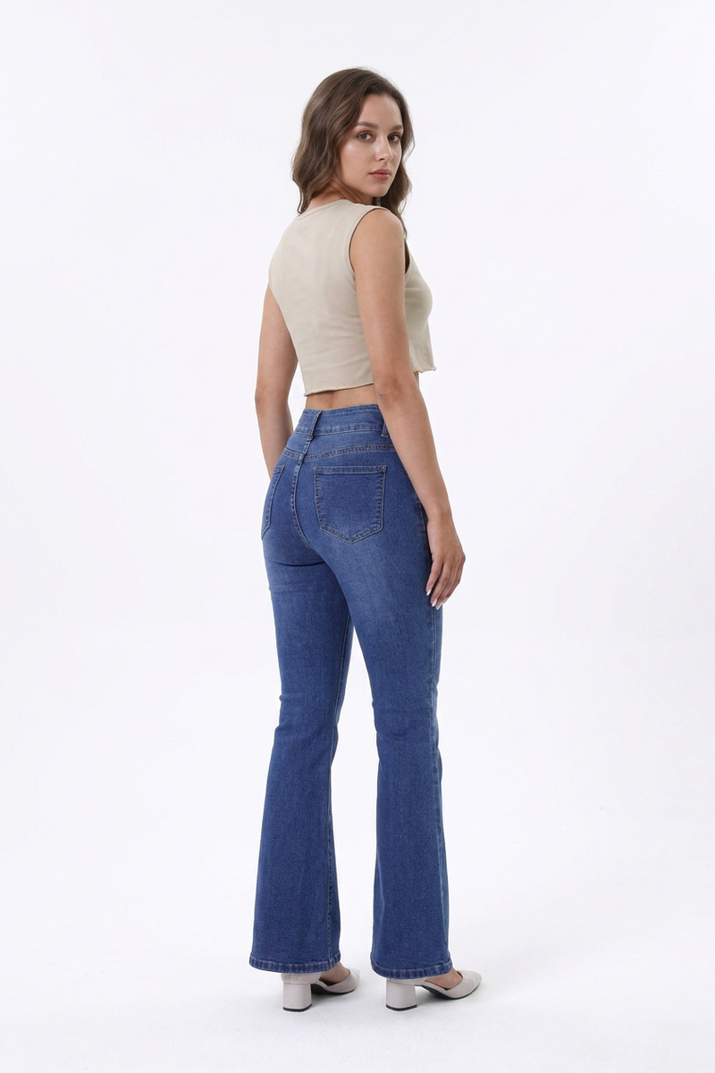 Women's High Waist Retro Stretch Flare Jeans