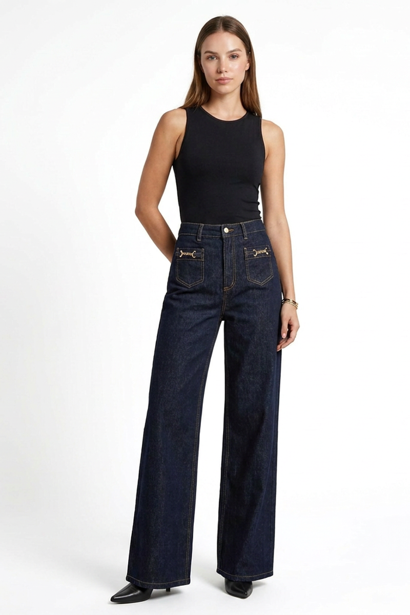Women's High Waist Stretch Wide Leg Jeans
