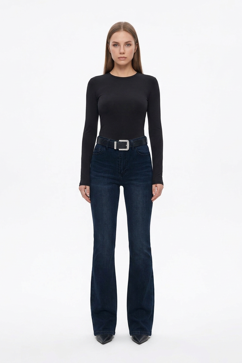 Women's Classic Washed High Waist Flare Jeans