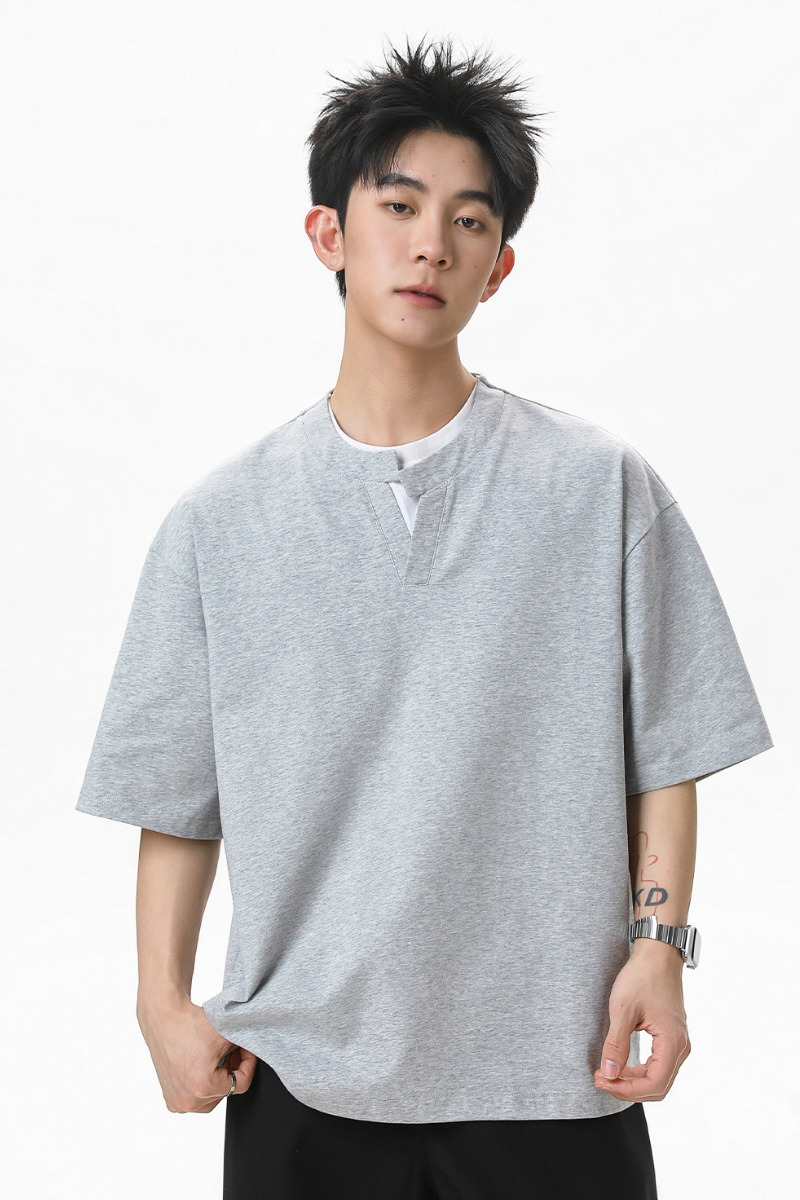 Men's Summer Mock Layer Asymmetric Loose Street Tee