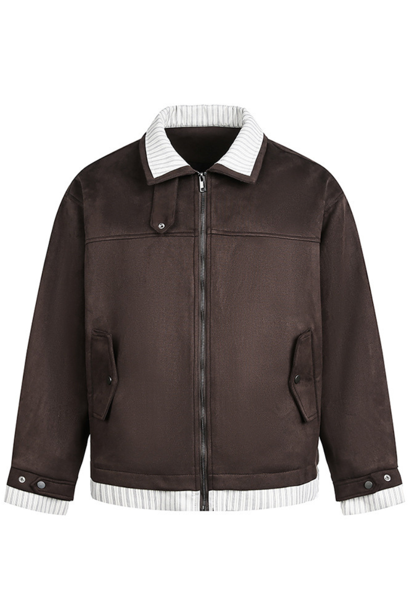 Unisex Spring Cleanfit MockLayer Suede Cropped Jacket