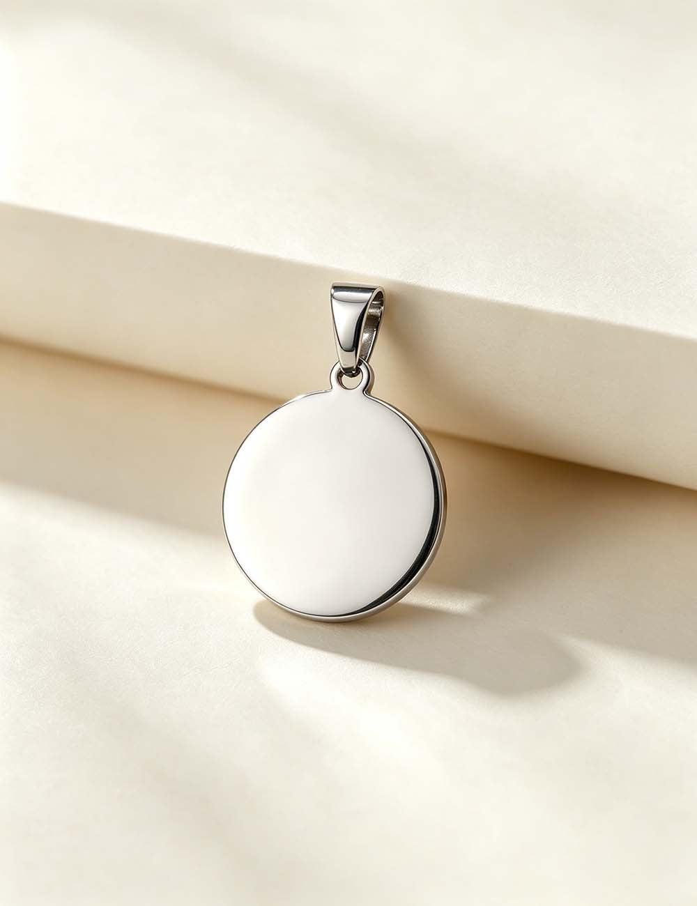 Ladies Minimalist Classic Round Disc Blank Pendant