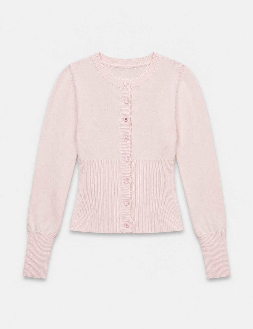 Ladies Button Front Ribbed Knit Cardigan