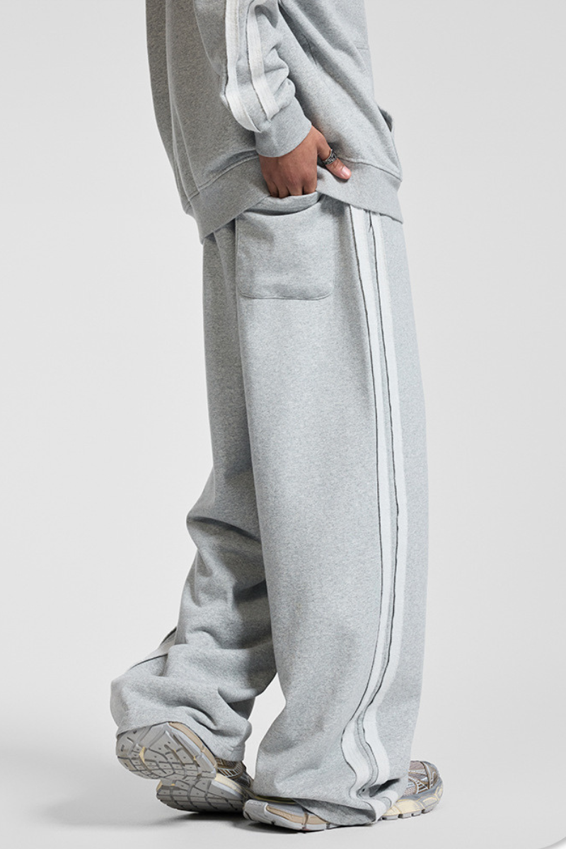 Men's Fall Clothing 450g Knit Raw Edge Straight Pants