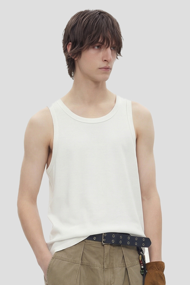 Men's 300g Heavy Raw Edge Earth Tone Moisture Wicking Tank