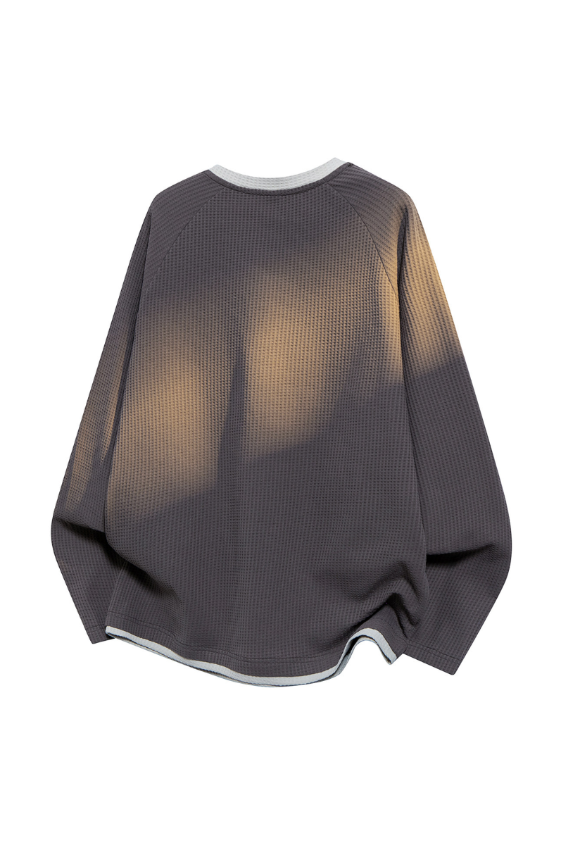 Men's Fall Clothing Waffle Crew Neck Long Sleeve Tee