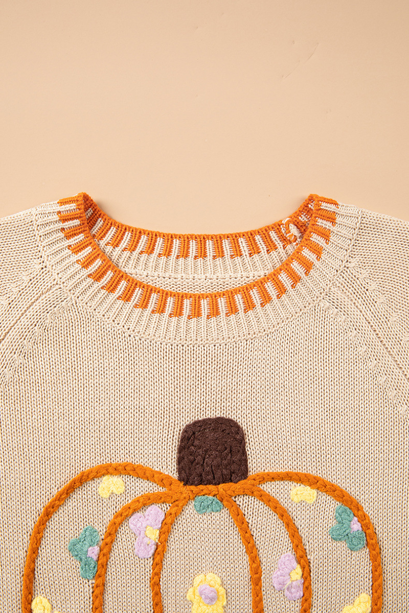 Women Fall Clothing Halloween Floral Pumpkin Knit Sweater