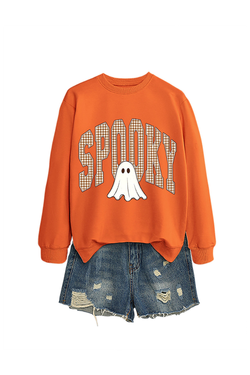Unisex Fall Clothing Halloween Plaid Ghost Sweatshirt