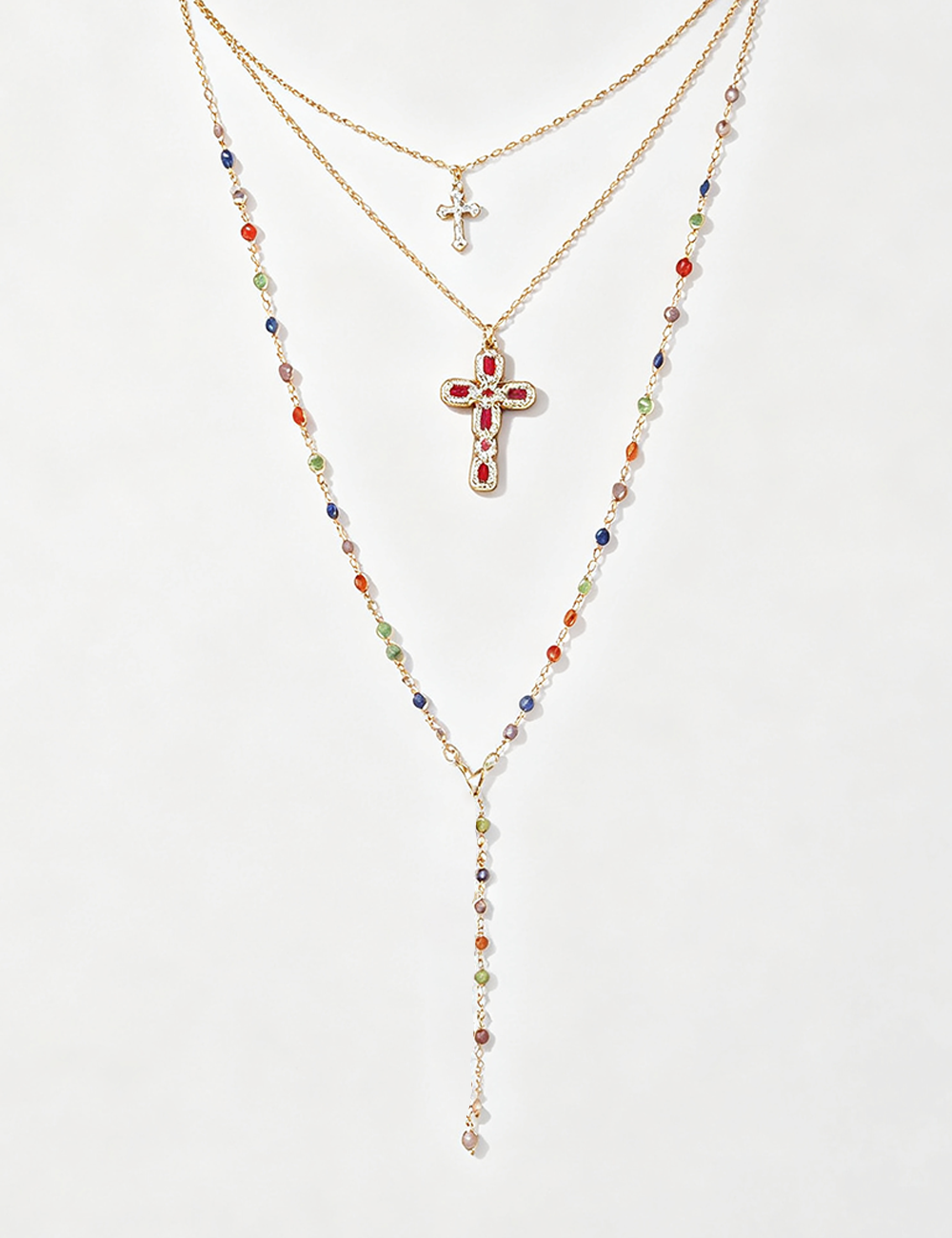 Ladies Multi-layer Cross Rhinestone Necklace