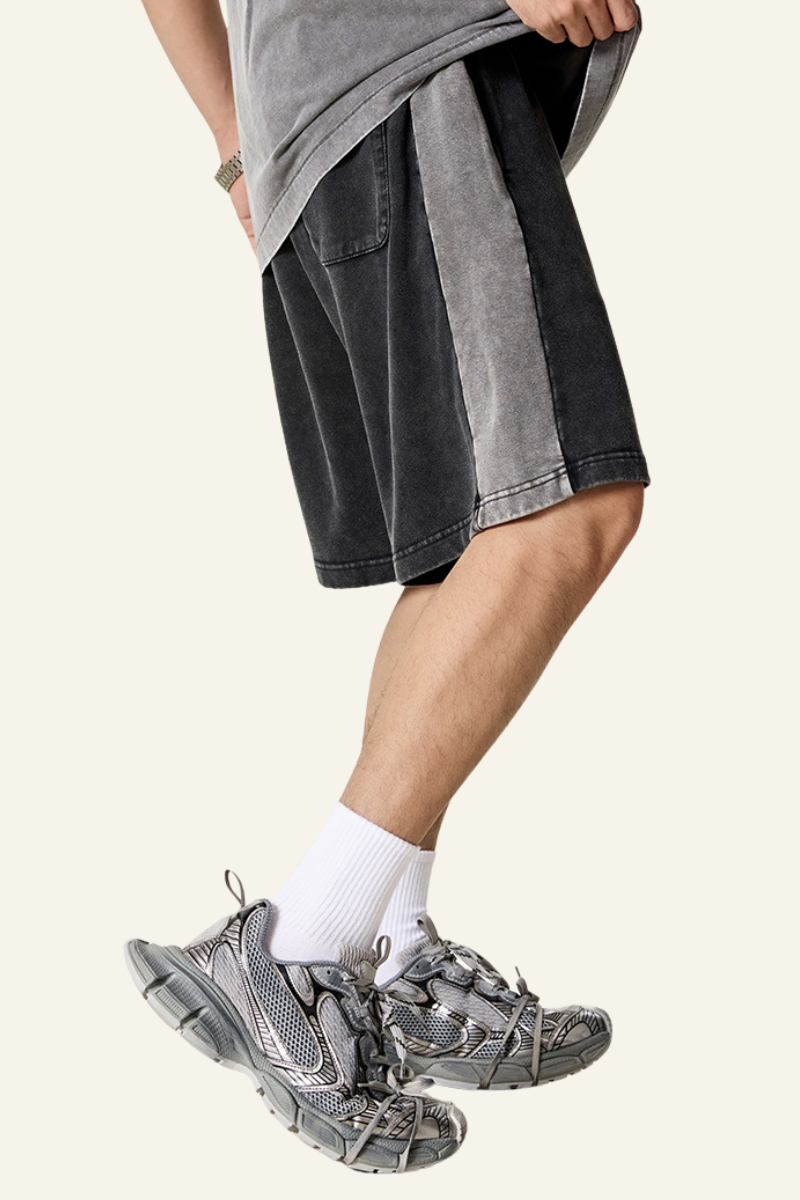 Men's Cotton Streetwear Color-Block Vintage Patchwork Shorts