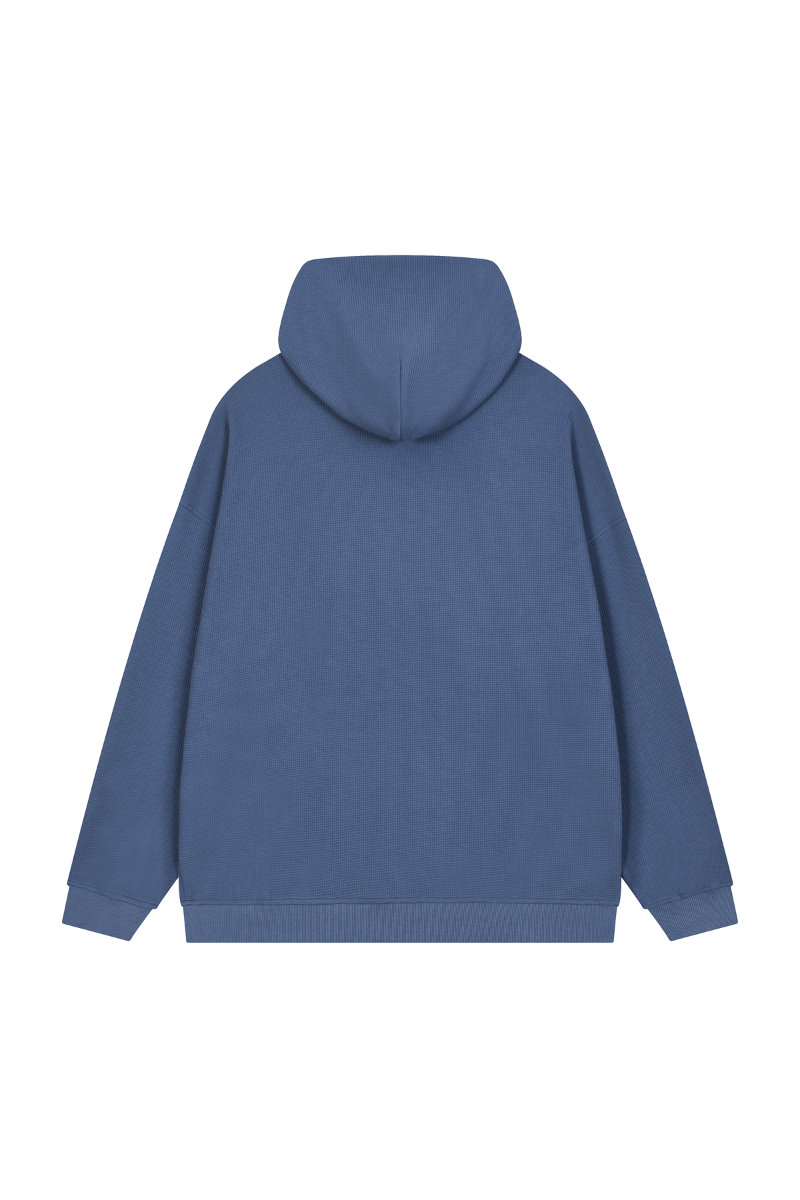 Unisex Fall Clothing Waffle-Texture Pullover Hoodie
