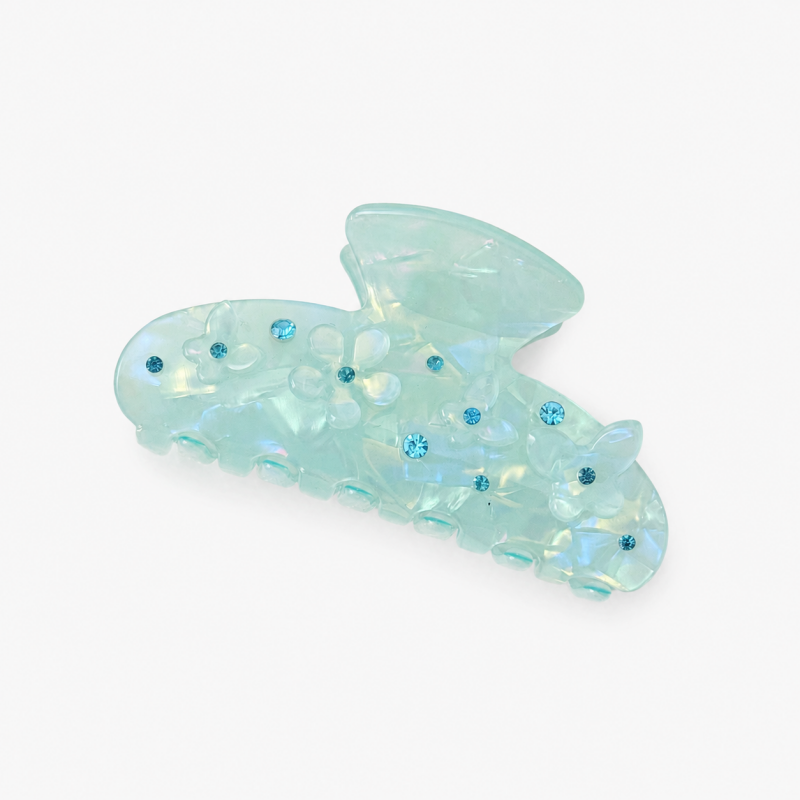 Ladies 3.62'' Sparkling Floral Butterfly Rhinestone Hair Claw Clip