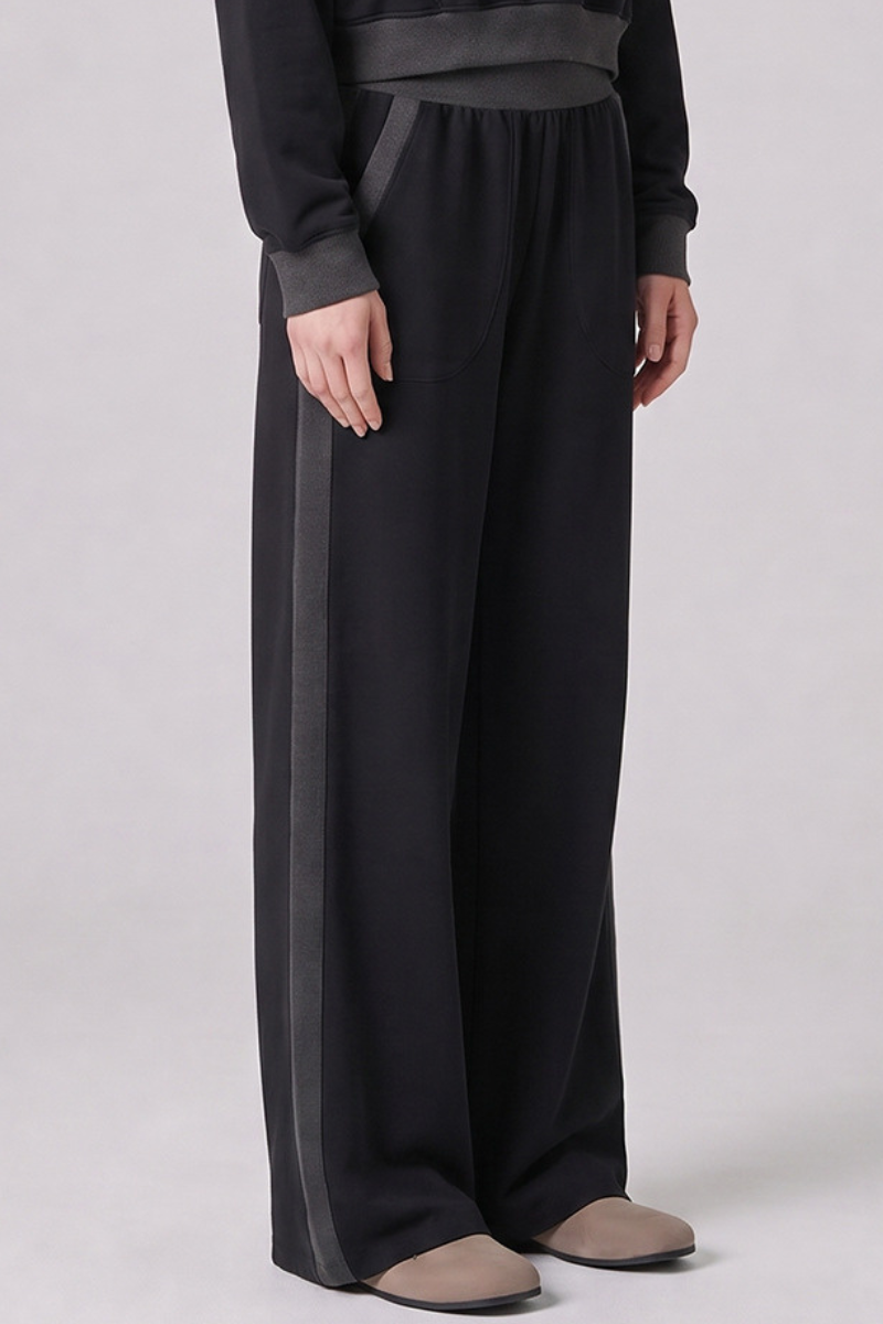 Women Fall Clothing 100% Wide Leg Raw Hem Pocket Sweatpants