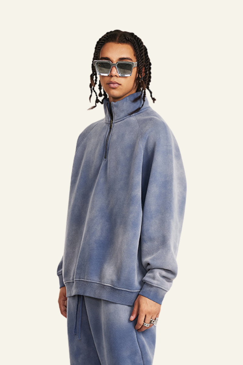 Men's Fall Clothing Stand Collar Half Zipper Sweatshirt