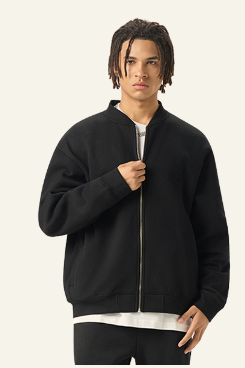 Men's Fall Clothing Stand Collar Fleece Zipper Jacket
