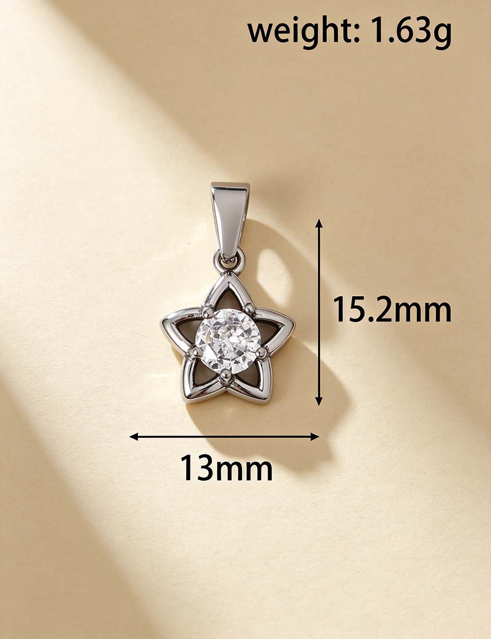 Ladies Cubic Zirconia Floral Star Geometric Pendant Charms