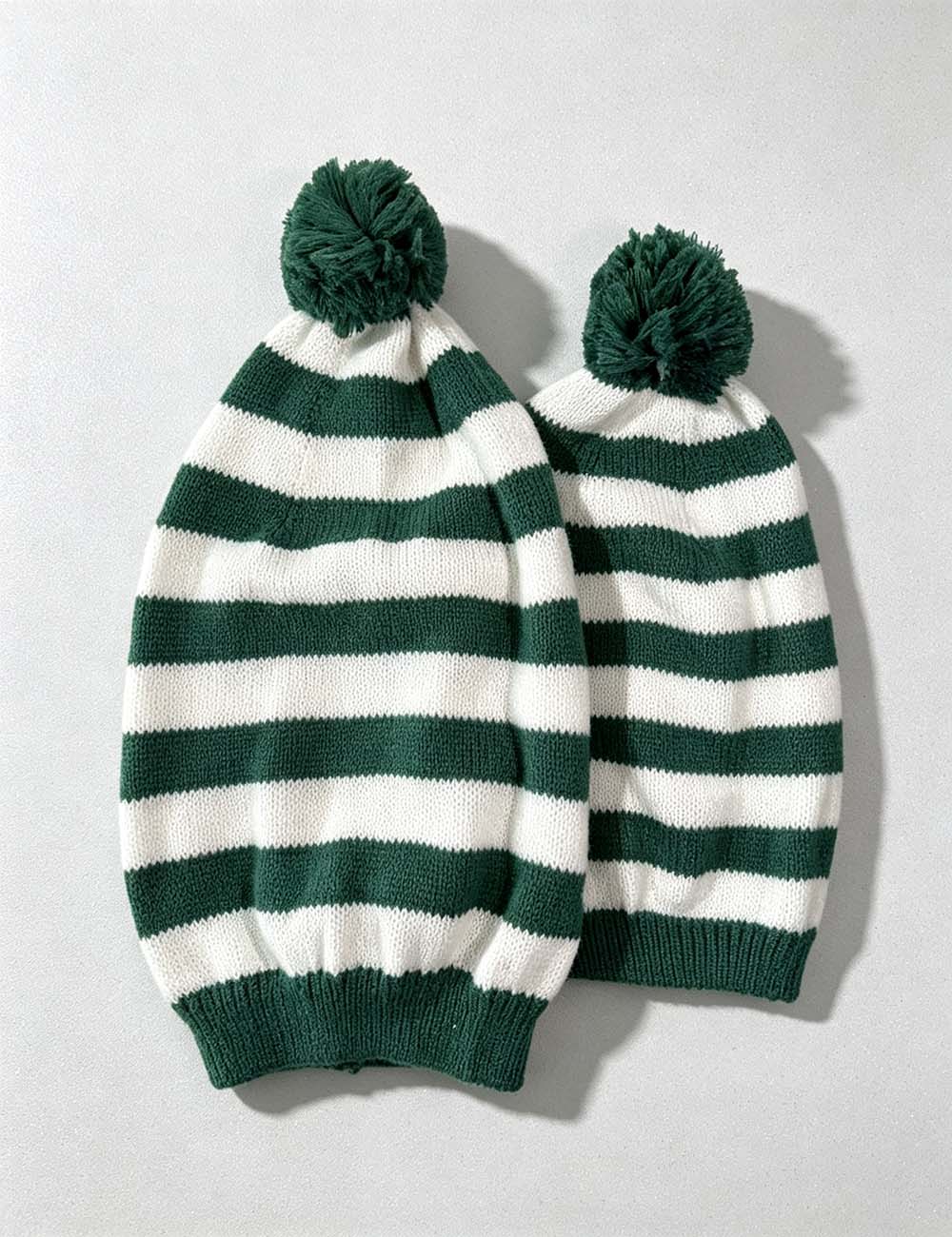 Ladies Holiday Casual Striped Pom Beanie Hat
