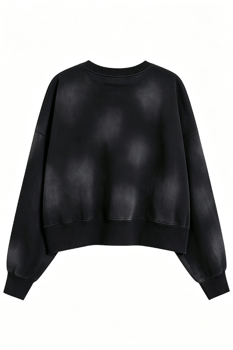 Women's Fall Clothing -Wash Cropped Crew Neck Sweatshirt