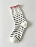 Ladies Striped Polka Dot Mid Calf Socks