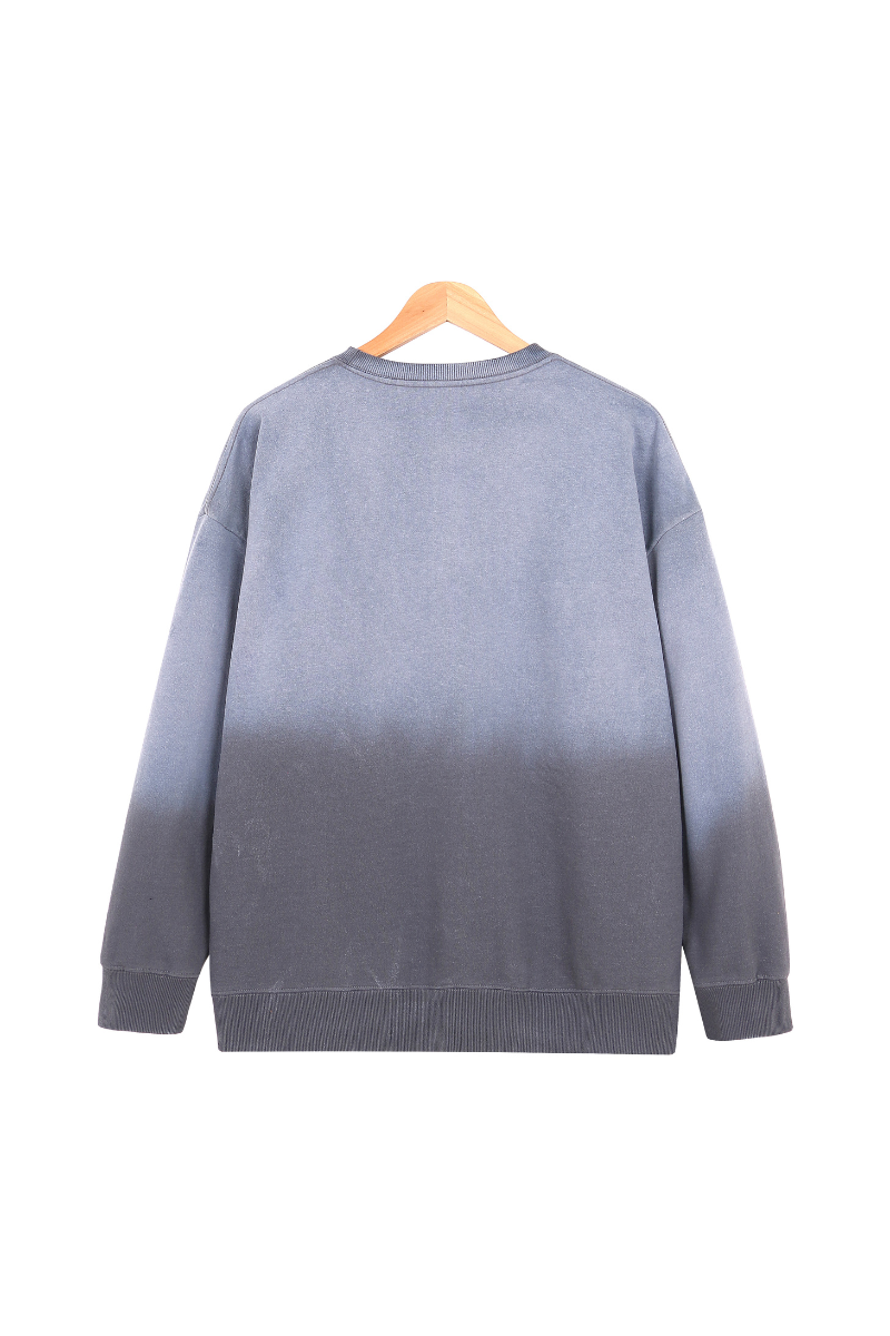 Men Fall Clothing Washed Gradient Crew Neck Sweatshirt