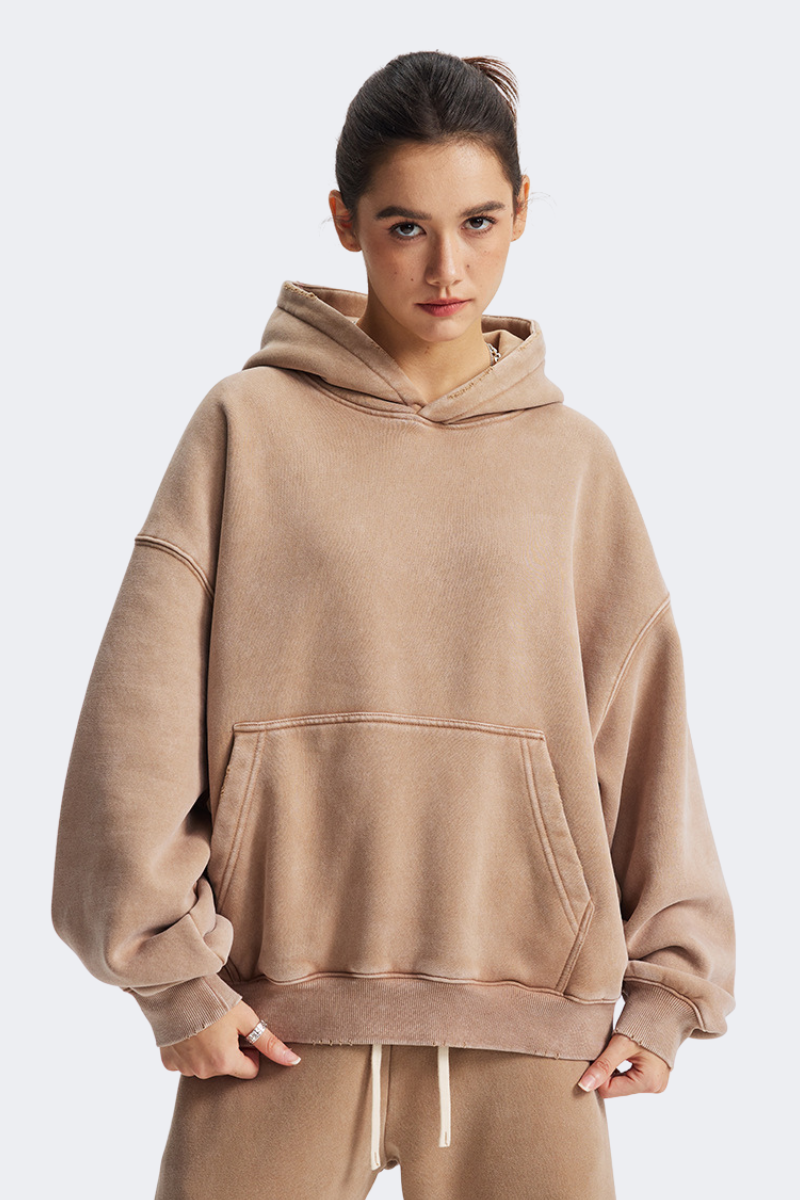 Women's Fall Clothing Vintage Washed Front Pocket Hooded