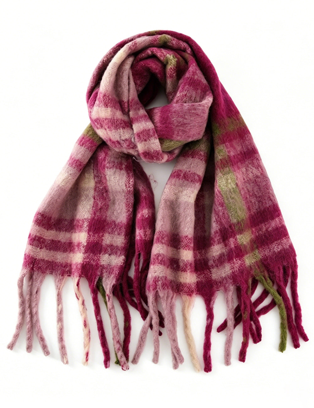 Ladies Check Fringe Long Scarf