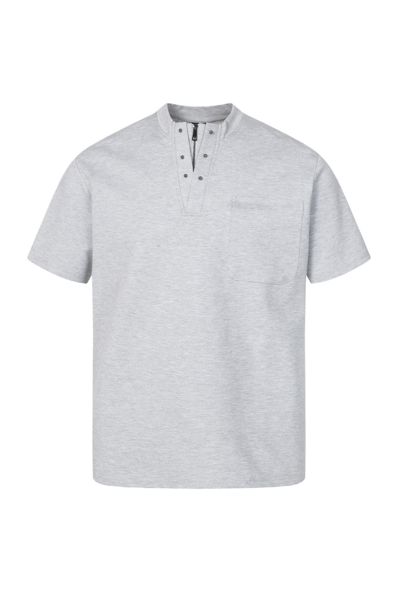 Men's Summer Cleanfit Zip Henley Button Solid Tee