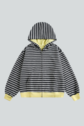Unisex Spring American Stripe Colorblock Zip Hoodie