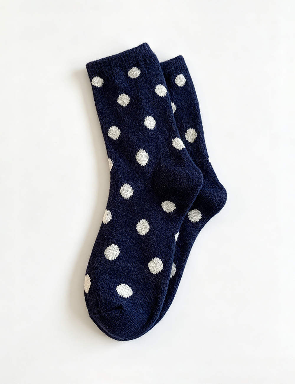Ladies Cute Vintage Polka Dot Ribbed Slouch Crew Socks