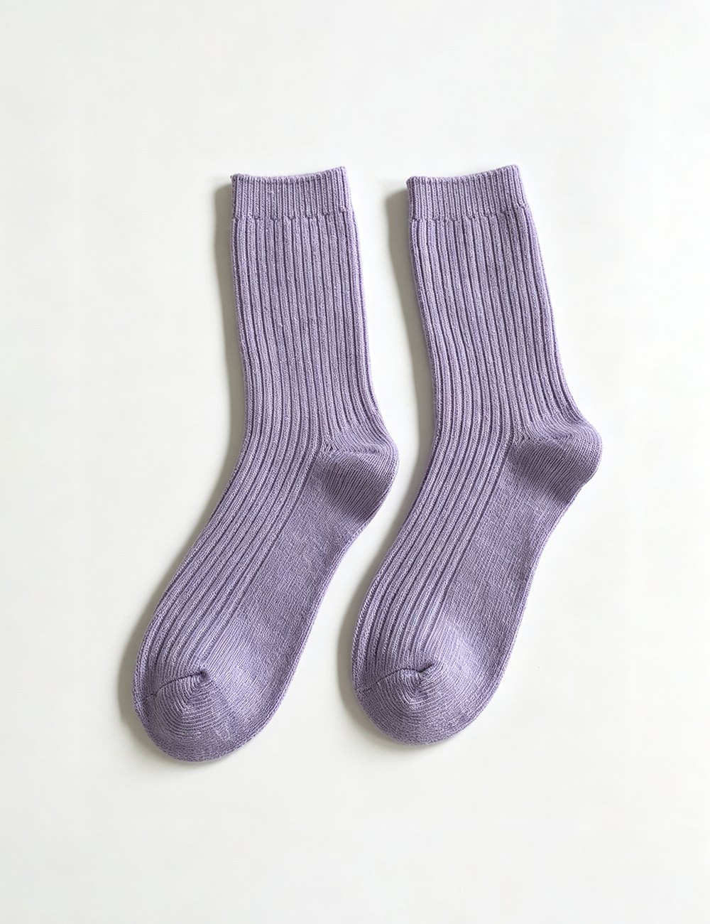 Ladies Solid Ribbed Knit Wool Blend Crew Socks