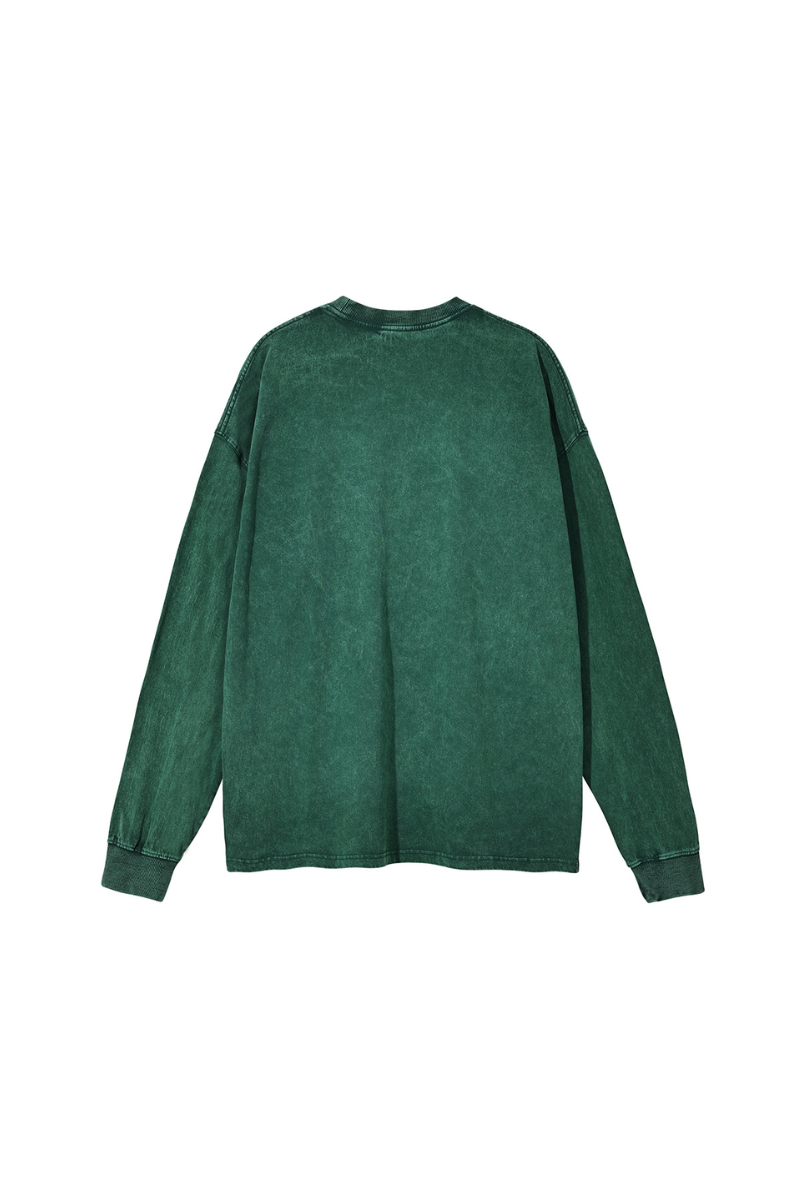 Unisex Fall Clothing 250G Cotton Wax Washed Long Sleeve Tee