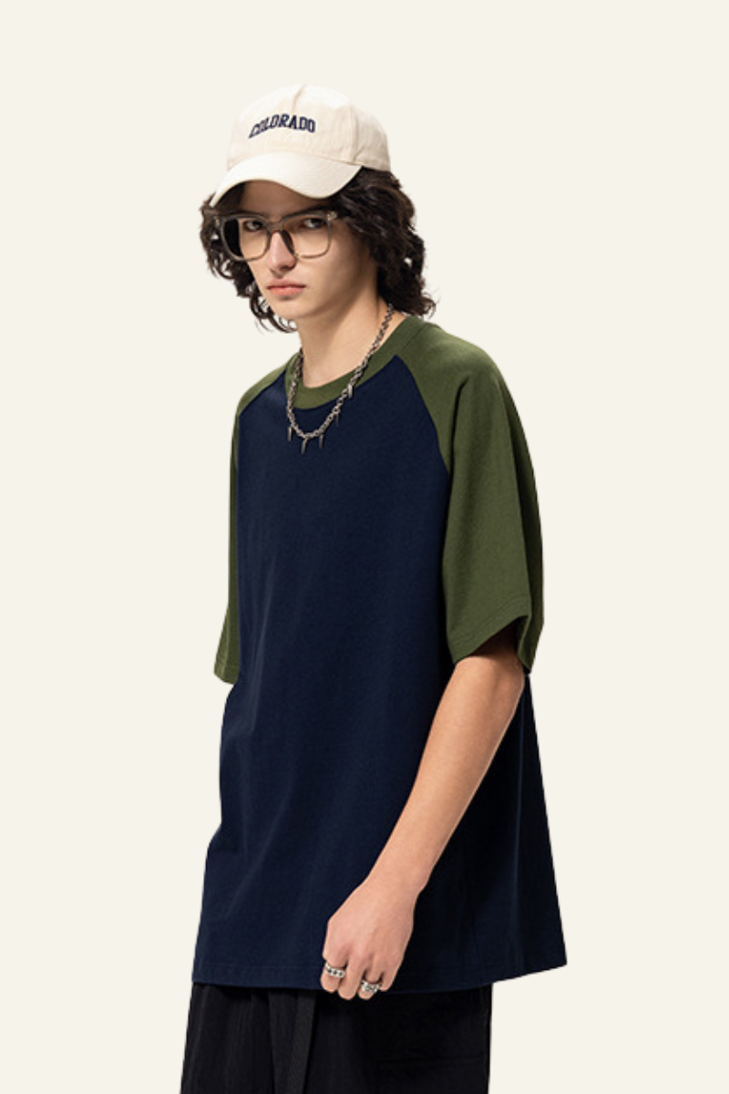 Men's  Cotton Color-Blocked Relaxed T-shirt.