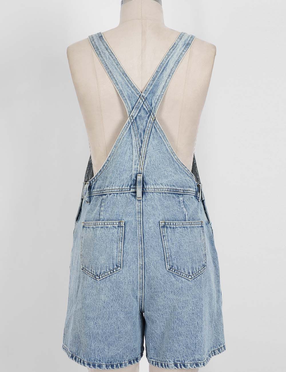 Ladies Adjustable Strap Wide Leg Denim Romper