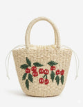Ladies Boho Cute Fruit Woven Straw Handle Tote Bag