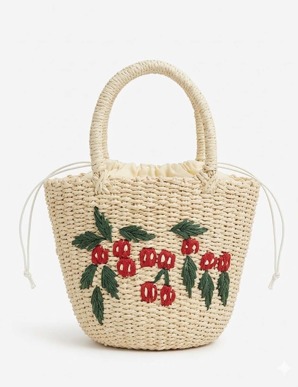 Ladies Boho Cute Fruit Woven Straw Handle Tote Bag