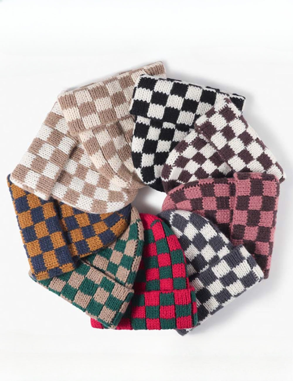 SWEETKAMA Ladies Color Block Square Fold Hem Sweater Hat SKAH4212