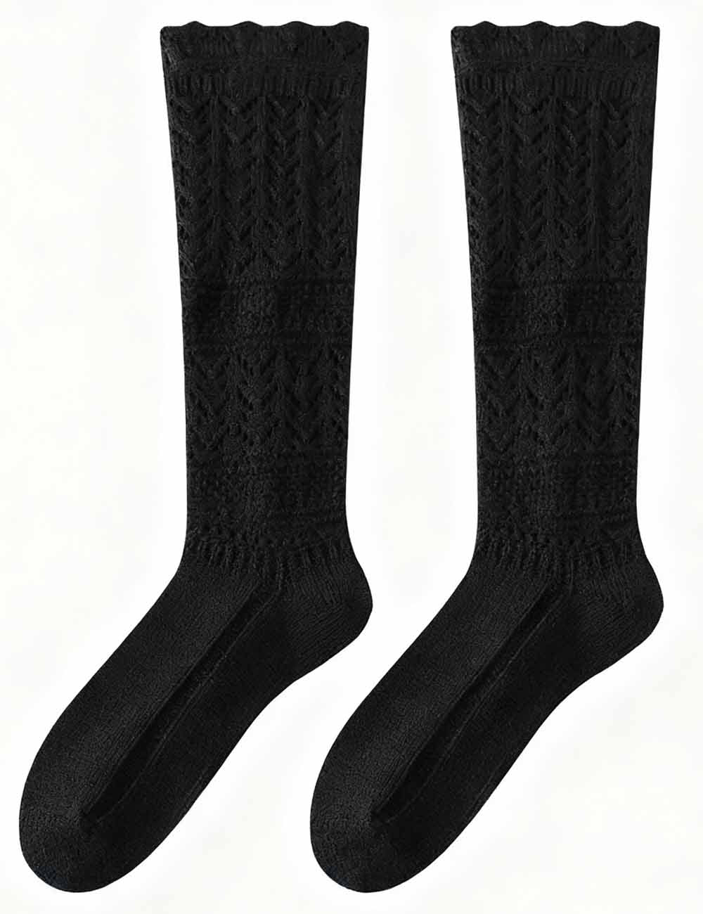 Ladies Solid Color Crochet Knit Hollow Out Slouch Socks