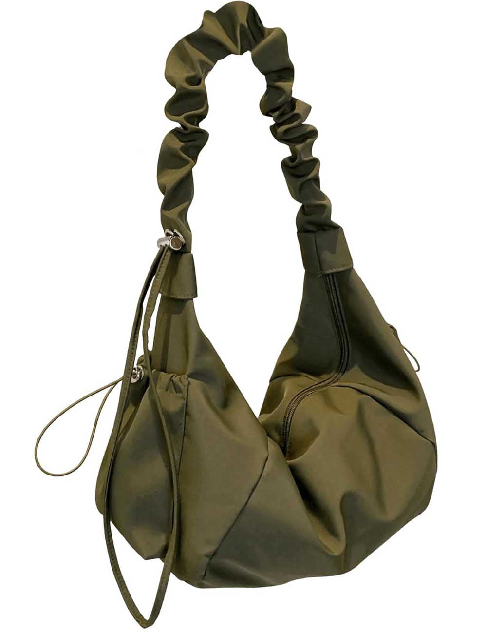 Ladies Nylon Hobo Ruched Strap Shoulder Bag