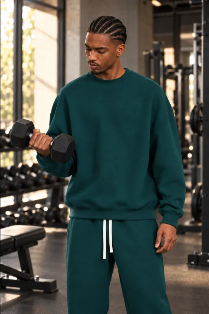 Men's Fall Clothing Fleece Loose Crew Neck Sweatshirt