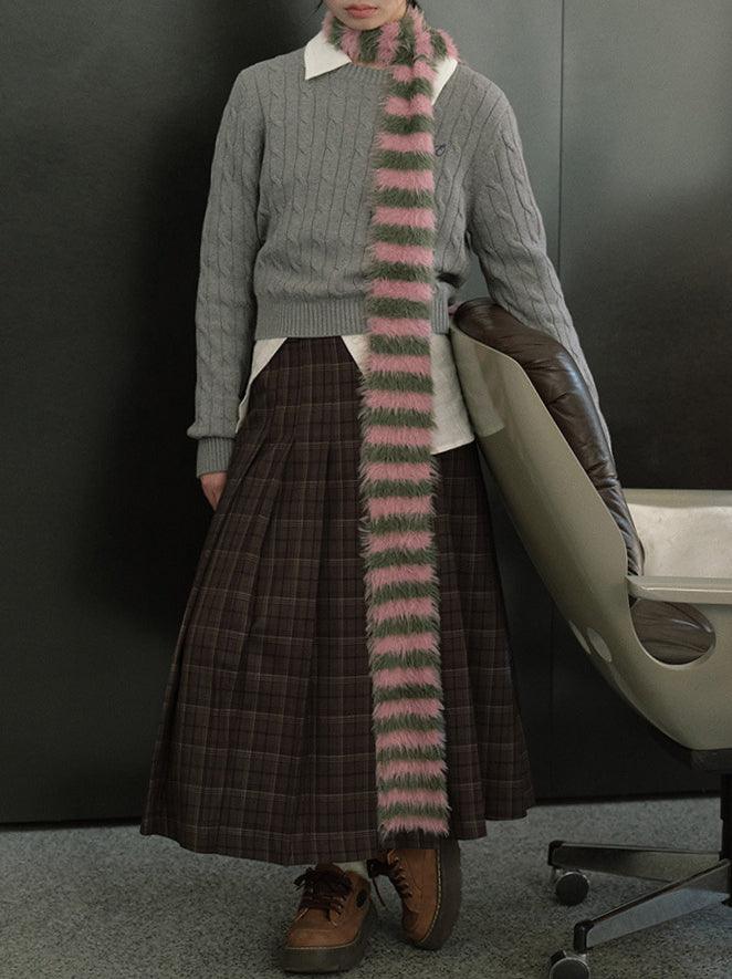 SWEETKAMA Ladies Soft Faux Mink Feel Stripe Scarf YW039