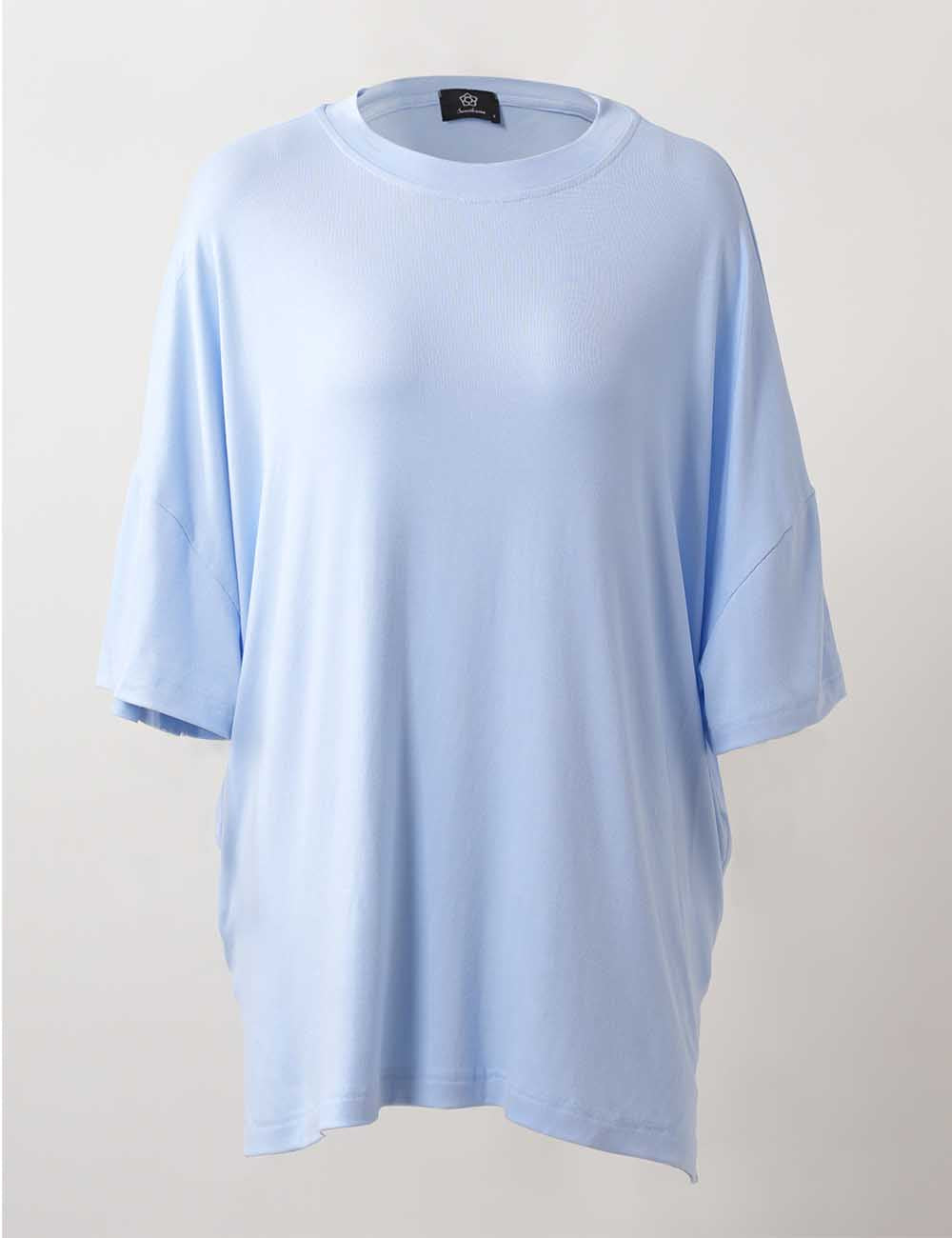 Ladies Solid Loungewear Outfits Loose Top & Slim Shorts Set