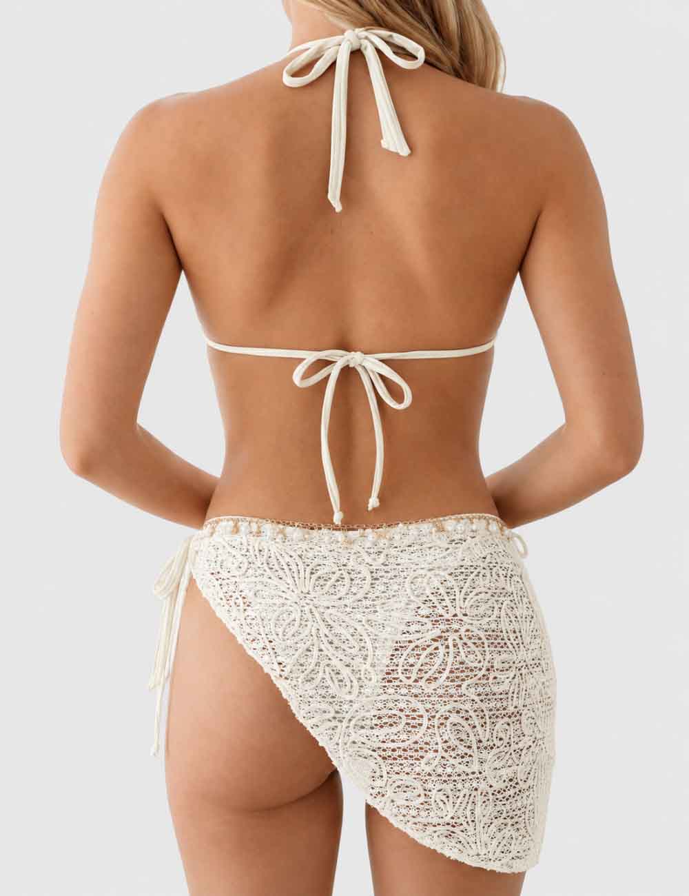 Ladies Crochet Triangle Bikini Set with Wrap Cover Up Skirt